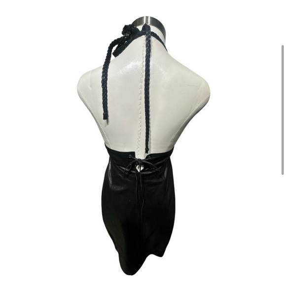 Abercrombie & Fitch Black Leather Halter Mini Dress - Picture 2 of 6